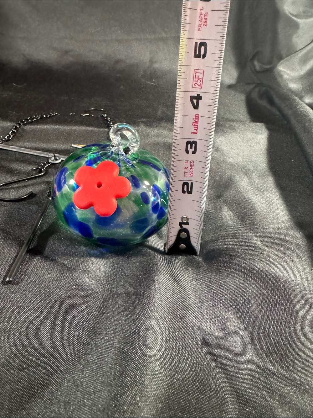 Glass Hummingbird Feeder with Red Flower Port - Picture 10 of 12